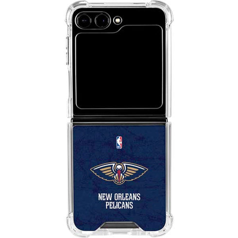 NBA New Orleans Pelicans Distressed Galaxy Z Flip6 Clear Case